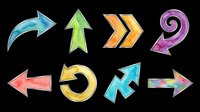 Colorful directional arrows and symbols isolated on transparent background, ready for clipart, t-shirt design, stickers, print-on-demand products, and sublimation projects.
