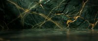 Luxurious dark green marble surface with golden veining creates elegant backdrop for product display and premium branding applications.