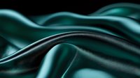 Elegant smooth waves in turquoise and black create dynamic abstract background with silky flowing curves and luxurious satin texture for modern design projects.