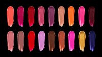 Lipstick swatches in assorted shades isolated on transparent background, ready for cosmetics design, beauty packaging, print-on-demand products, and digital art projects.
