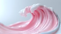 Pink and white fluid wave with smooth flowing motion creating elegant curved splash on clean background for cosmetic and beauty applications.