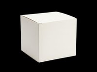 White blank cardboard box isolated on transparent background, ready for branding mockups, packaging design, stickers, print on demand, and T-shirt clipart use.