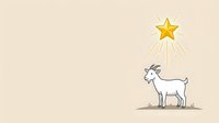 Goat standing beneath glowing star, looking upward with wonder and hope, symbolizing aspiration and achievement for motivational content, greeting cards, and inspirational designs.