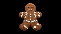 Cheerful gingerbread man with white icing details isolated on transparent background, ready for holiday designs, t-shirts, stickers, clipart and print-on-demand projects.