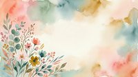 Watercolor floral arrangement with soft pink, green, and golden tones blending into cream background. Botanical elements and wildflowers ideal for greeting cards, invitations, and decorative designs.