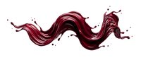 Dark red wine splash flowing in elegant wave motion with droplets on white background, perfect for beverage advertising and culinary design projects.