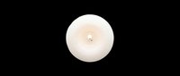 Cream-colored round candle with warm glowing center, isolated on transparent background. Ready for t-shirt designs, stickers, clipart, print-on-demand products, and sublimation projects.
