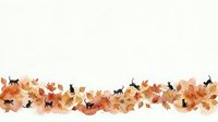 Autumn leaves and silhouettes of jumping cats scattered across white background, isolated design element for fall seasonal projects, greeting cards, and decorative applications.