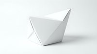 White geometric paper origami sculpture with angular folded planes creating modern minimalist art piece on clean background for contemporary design projects.