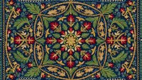 Ornate mandala pattern with intricate floral motifs in rich colors on dark background. Decorative textile design for luxury home decor and fashion.