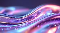 Flowing abstract waves with glowing particles in purple, pink and blue colors creating magical ethereal background with bokeh light effects and sparkles.
