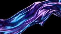 Flowing liquid neon waves in vibrant purple and blue hues against dark background, suitable for digital design, wallpapers, and modern graphics.
