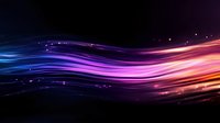 Vibrant flowing waves of blue, purple, and pink light with glowing particles create dynamic motion effect against dark background, suitable for modern tech designs.
