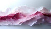 Abstract pink and white layered paper waves creating mountainous landscape effect with soft shadows and gentle curves, artistic minimalist composition.