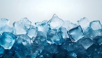 Refreshing blue ice cubes with water droplets on light background, perfect for beverage advertising, cooling concepts, and summer refreshment designs.