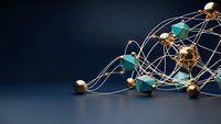 Abstract network sphere with golden nodes and turquoise connections on dark background representing global connectivity and data visualization.