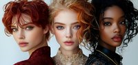 Diverse young women with different skin tones and hair colors posing together in a fashion portrait, showcasing natural beauty and inclusivity.