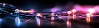 Colorful fiber optic lights creating glowing network connections against dark background, illustrating digital communication technology.