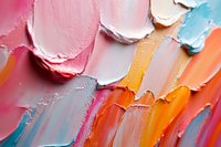 Vibrant oil paint strokes in pink, orange, blue and white create textured artistic background for creative projects and modern design applications.