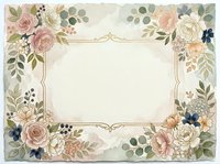 Vintage floral frame with roses, peonies, and botanical elements in soft pastels. Ornate gold border on cream background, ready for invitations.