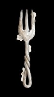 Vintage serving fork with twisted handle and watercolor detailing, isolated on transparent background. Ready for clipart, t-shirt design, print-on-demand products, stickers, and sublimation projects.