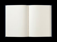 Open hardcover book with blank pages, isolated on transparent background. Ready for t-shirt design, clipart, stickers, print on demand, and sublimation projects.