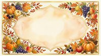 Autumn harvest frame with pumpkins, grapes, and fall foliage on cream background, isolated design element ready for invitations, labels, and seasonal projects.