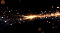 Golden light burst with sparkling particles and bokeh effects on dark background for luxury design projects and festive celebrations.