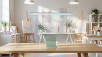 Modern minimalist home office workspace with wooden desk, glass partition wall and natural lighting for remote work productivity and interior design.