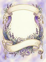 Ornate lavender frame with decorative scrolls and flourishes on cream background, isolated design element suitable for invitations, greeting cards, posters, and digital projects.