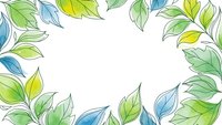 Decorative frame border with green and blue leaves on white background for spring design projects and natural themed layouts.