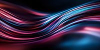 Abstract flowing waves with vibrant neon colors creating dynamic motion blur effect on dark background for modern digital design projects.