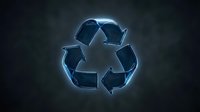 Glowing blue recycling symbol with neon light effect on dark background for environmental awareness campaigns and sustainability projects.
