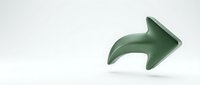 Green glossy arrow symbol pointing right, isolated on white background. Navigation direction icon for web design, UI, and digital projects.