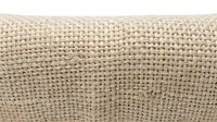 Natural burlap fabric texture with woven jute fibers in beige and brown tones for rustic crafts and eco-friendly packaging design projects.
