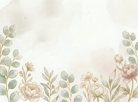 Soft watercolor floral background with peonies and eucalyptus leaves in muted blush and sage tones, perfect for wedding invitations and cards.