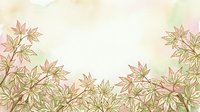 Watercolor botanical border with delicate maple leaves in muted earth tones and soft pink hues, isolated on white background for design projects.