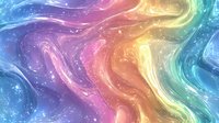 Vibrant liquid swirl with flowing gradients of blue, purple, pink, yellow and teal, featuring luminous particles and smooth wave patterns for abstract backgrounds and digital design projects.
