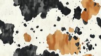 Abstract watercolor splashes in black and orange on cream background with scattered paint drops creating modern artistic composition for contemporary design.