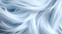 Ethereal flowing strands of silvery white and pale blue hair create an abstract wavy pattern, showcasing soft texture and gentle movement against dark background.