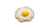 Fried egg with golden yolk and crispy edges isolated on white background for breakfast menu design and culinary projects.
