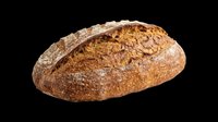 Rustic whole grain artisan bread loaf isolated on transparent background, ready for bakery menus, food blogs, stickers, print on demand, and T-shirt design use.
