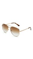 Gold-tone aviator sunglasses with gradient brown lenses and tortoiseshell temples, isolated on white background for design and retail use.