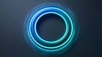 Glowing neon circle with blue and cyan light effect on dark background, suitable for tech, gaming, and digital design projects.