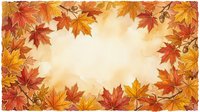 Autumn maple leaves in shades of red, orange, and gold frame a warm cream background, creating a seasonal border ideal for fall designs, greeting cards, and promotional materials.