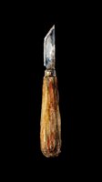 Watercolor wood carving knife with wooden handle, isolated on transparent background. Great for craft clipart, stickers, t-shirt design, print on demand, sublimation.