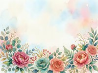 Watercolor floral border with pink peonies, coral roses, and green foliage on soft pastel background. Isolated design element for invitations, cards, and decorative projects.