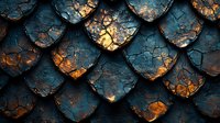 Weathered dragon scales pattern with cracked teal and copper texture, dramatic lighting creates depth and shadow on overlapping armored surface.
