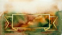 Watercolor abstract background with warm earth tones and golden geometric frame banner, suitable for vintage designs, invitations, and creative projects.