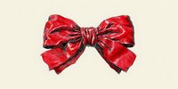 Red metallic foil gift bow with shiny reflective surface isolated on neutral background for holiday decorations and present wrapping designs.